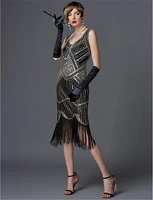 sidaimi 1920s flapper dress great gatsby dress round neck new womens black sequin dress elegant dress tassel party dress