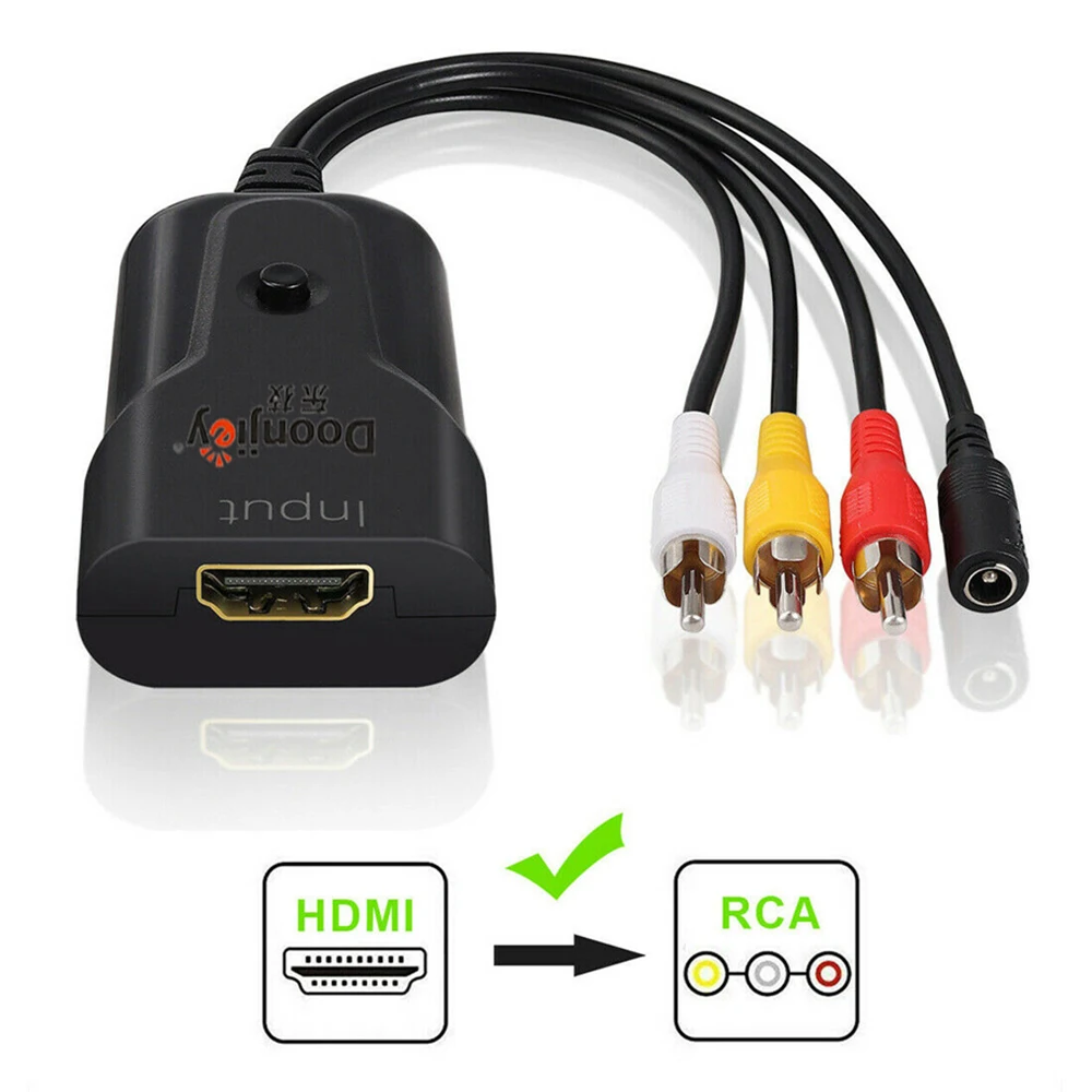 HDMI-Male AV видео адаптер 1080P конвертер коробка с Svideo кабель низкая мощность без