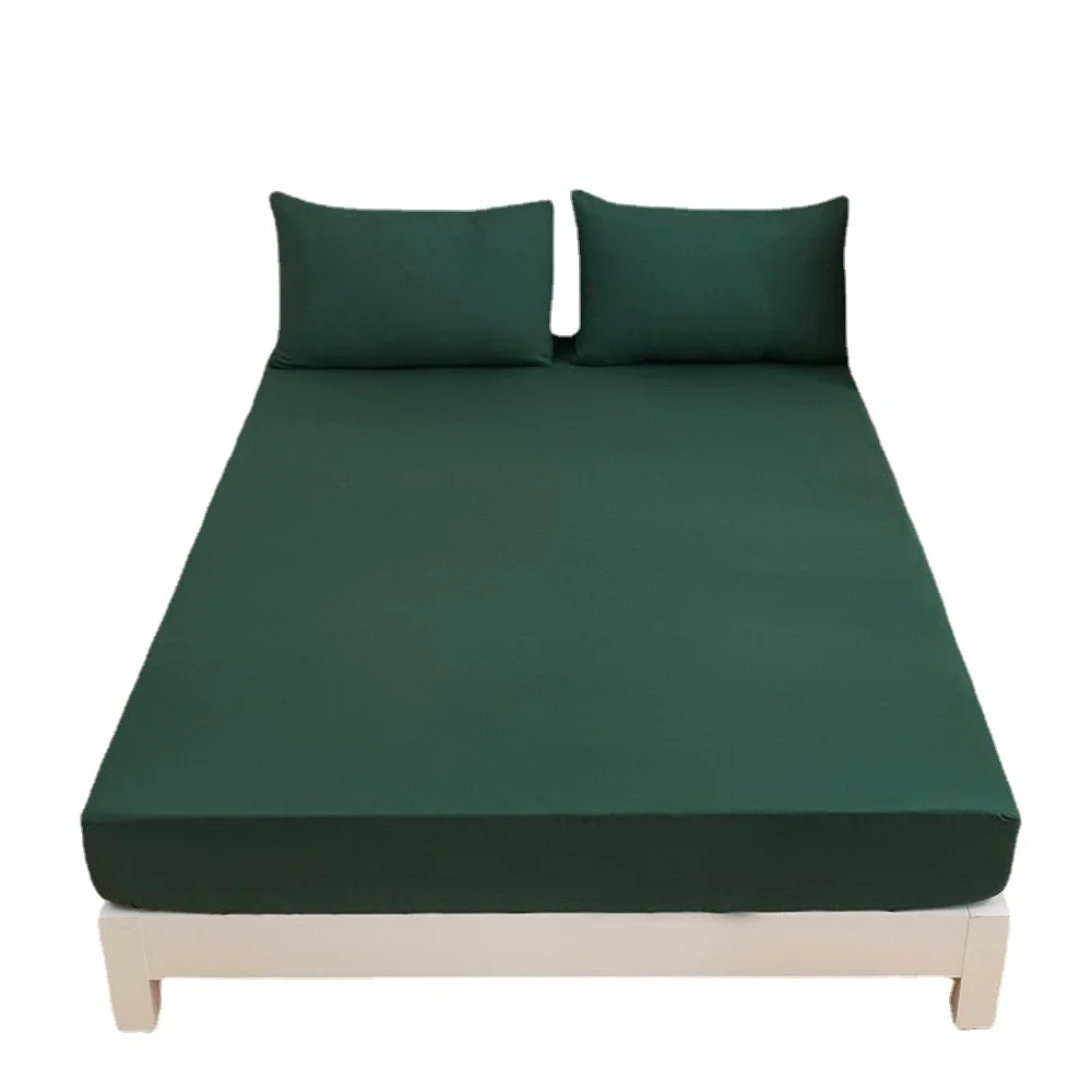 

Dark Green Home Bed Classic Bed Fitted Sheets Sabanas Mattress Cover with Elastic Microfiber 90*200*27,180*200*27cm