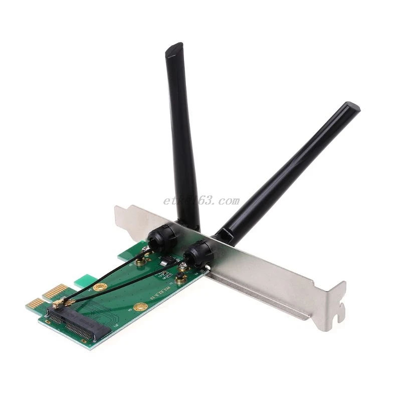 Беспроводная сетевая карта Wi Fi Mini PCI E Express к адаптеру 2 антенны Внешний ПК|Сетевые