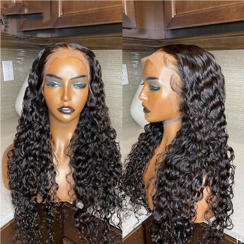 

26Inch Black Color Long Kinky Curly Synthetic Lace Front Wig Glueless 13x4 Synthetic Lace Wigs For Women Daily Wear180%Density