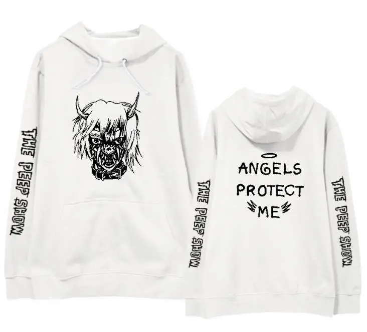 Модный пуловер с принтом lil peep angels protect me same толстовка унисекс на флисе/тонкая