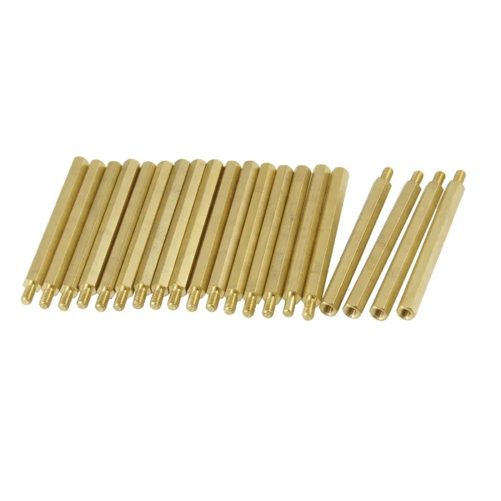50Pcs M3*80+6mm Hex Nut Spacing Screw Brass Threaded Pillar PCB Computer PC Motherboard Standoff Spacer L=80MM