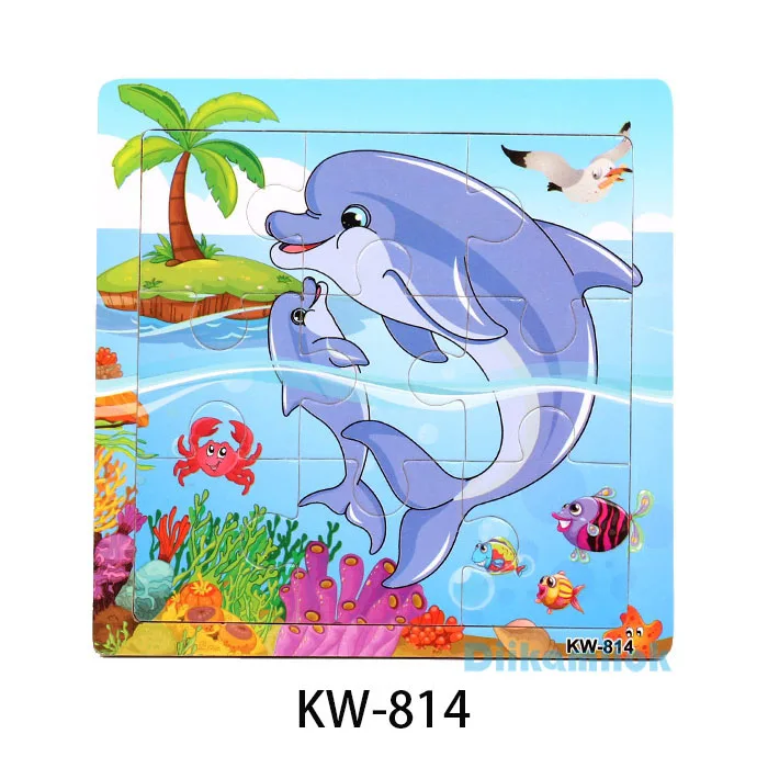 KW-814 Распродажа, 9 деревянных пазлов, познавательные животные и транспортные средства, пазлы для детского сада, детские развивающие игрушки, детские деревянные игрушки, подарки - Цвет: KW-814