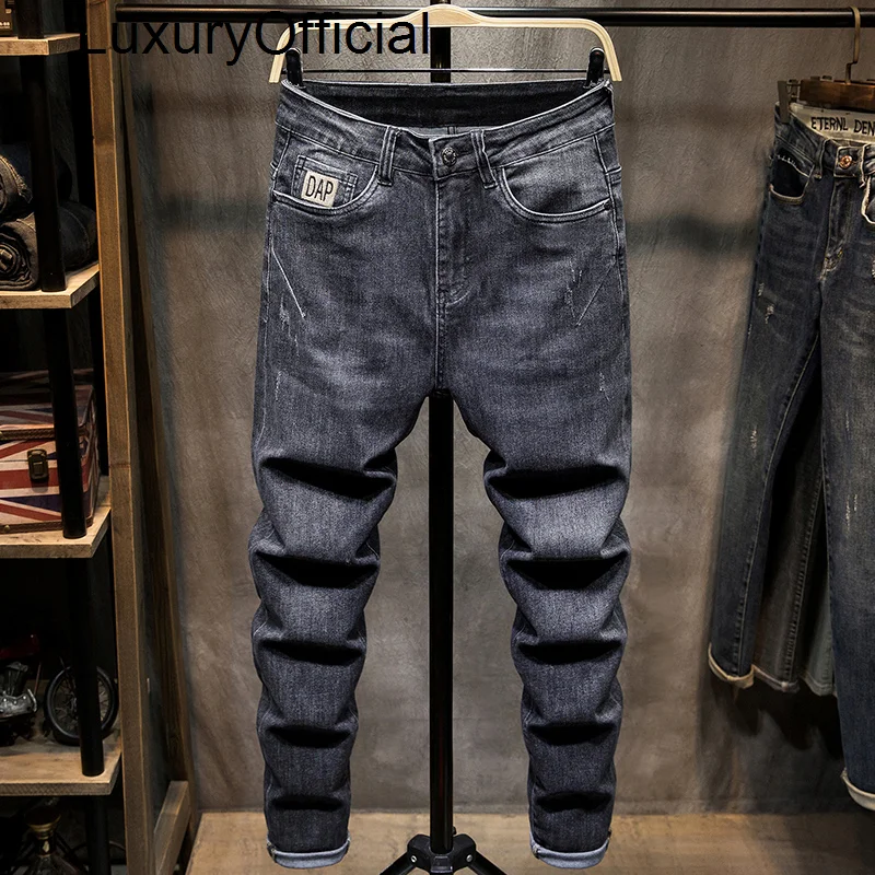 

Осенние новые высококлассные джинсы облегающие модные эластичные универсальные повседневные брюки модный бренд