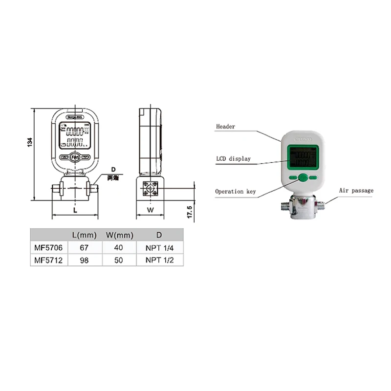 MF5706 (0-10L/25L) MF5712 (0-200L) Gas Mass Flow Meter Compressed Air Nitrogen Oxygen Argon Carbon Dioxide Digital Flowmeter | Инструменты