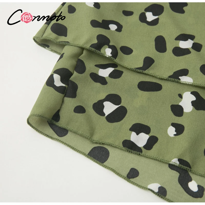 Женский леопард-комбинезон Conmoto зеленый пляжный костюм с бантом и оборками