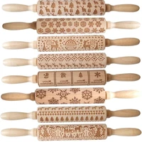 embossing christmas rolling pin eco wooden christmas engraved carved embossing rolling pin dough stick lx2434