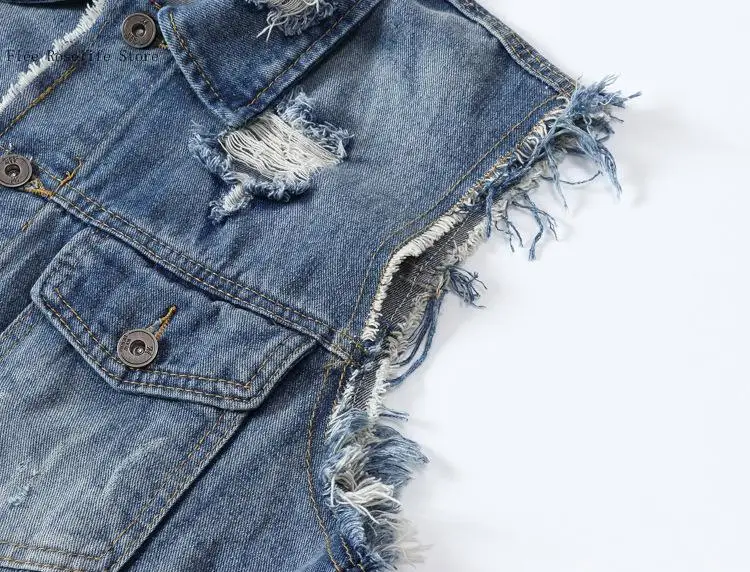 Рваный ковбойский потертый джинсовый жилет классические винтажные мужские