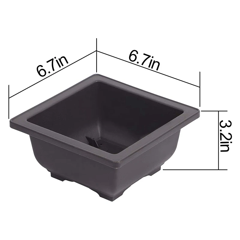 

10 PCS 6.7Inch Square Plastic Bonsai Training Pots Flower Succulent Pots Container for Garden Indoor Decorative