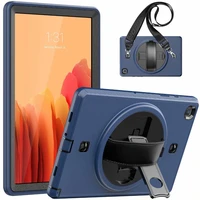 shoulder strap shockproof silicone pc rotating stand funda case for samsung galaxy tab a8 10 5 2021 x205 x200 cover coque pen