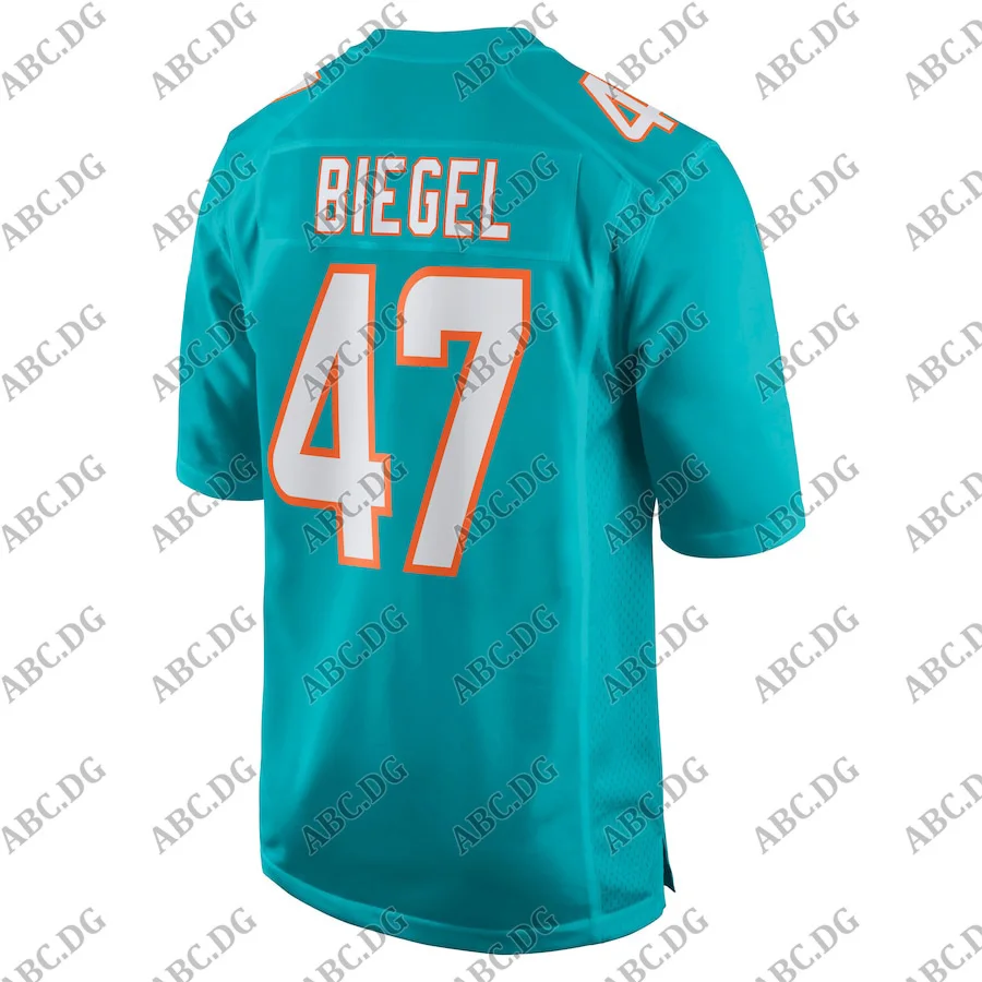 

Customized Stitch American Football Jersey Men Women Kid Youth Miami Vince Biegel Aqua Game Jersey