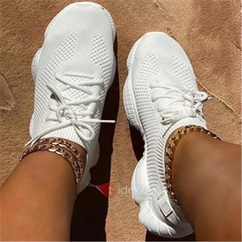 

Mesh Women Sneaker Sock Shoes women Summer Breathable Platform Round Toe Casual Fashion Sport Lace Up running 2021 Female Girl