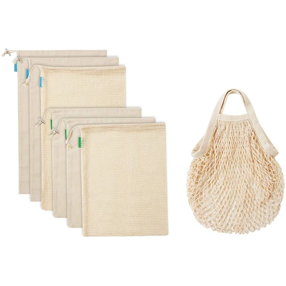 

Reusable Produce Bags, Mesh Bags Cotton Grocery Bag For Shopping And Storage, ECO-Friendly Muslin Bags (7 Pack 3 Types)