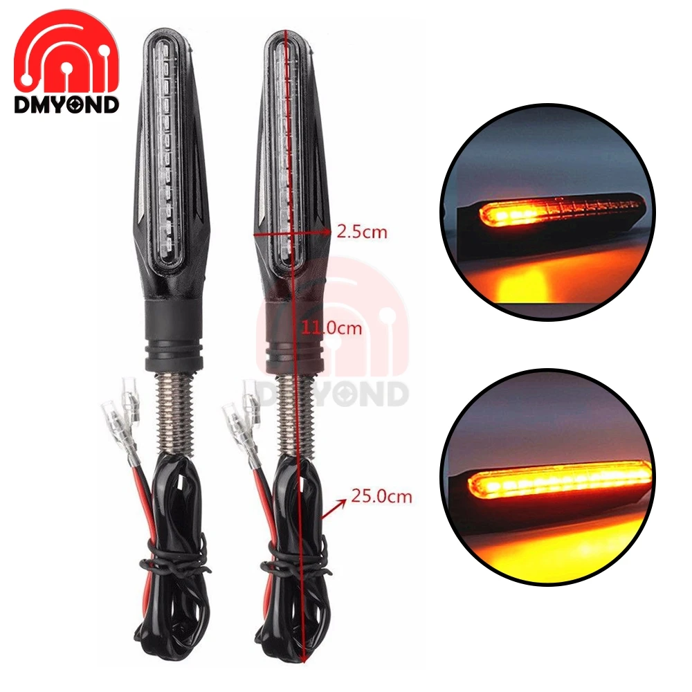 

Motorcycle Turn Signal Light LED Tail Flasher Water Flowing Blinker Turn Signal Black Shell Amber Yellow Light for Honda Kawasak