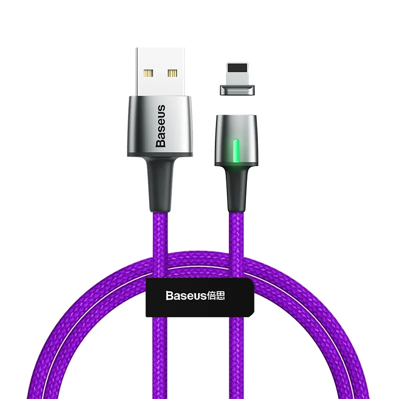 Baseus светодиодный магнитный usb-кабель для apple светильник с разъемом микро usb type c кабель для iPhone samsung huawei xiaomi зарядка Android - Тип штекера: IP lightning purple