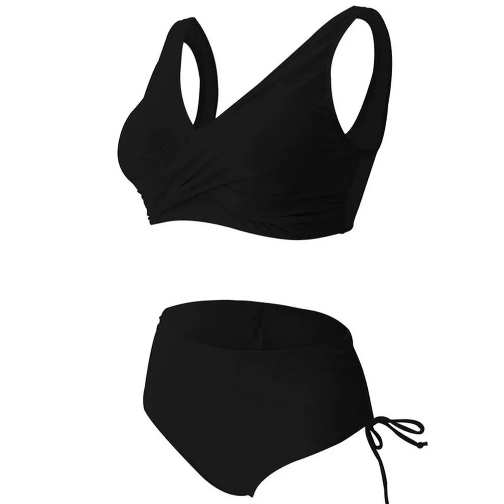 

Solid Sexy Bikini Summer Swimsuit Women 2 Pieces High Waist Bikini Push Up Swimwear Tankini Swimsuits Bathing Suit Women