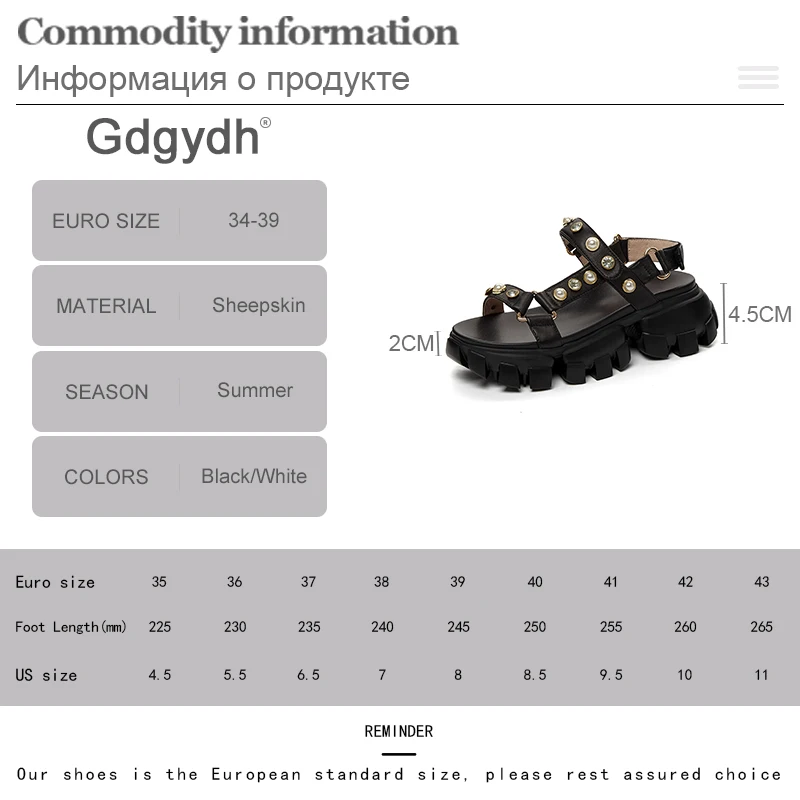

Gdgydh Open Toe Thick Bottom Sandals Women Crystal Pearl Buckle Genuine Leather Shoes Ladies Summer Casual Beach Shoes White