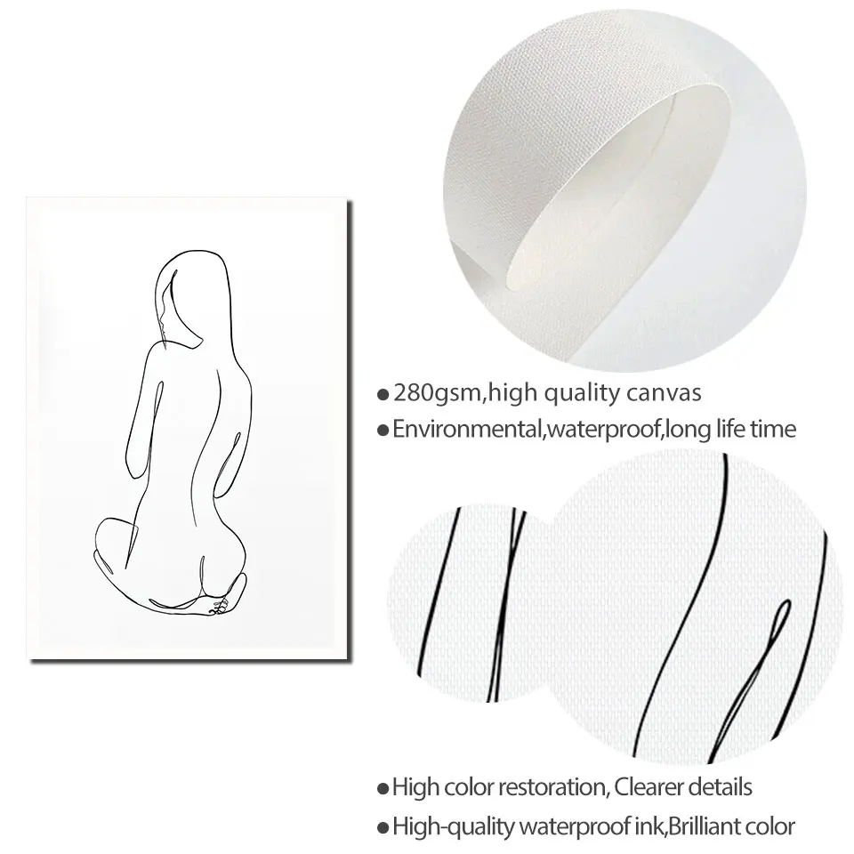 Абстрактная линия постер Скандинавская Картина на холсте женские настенные