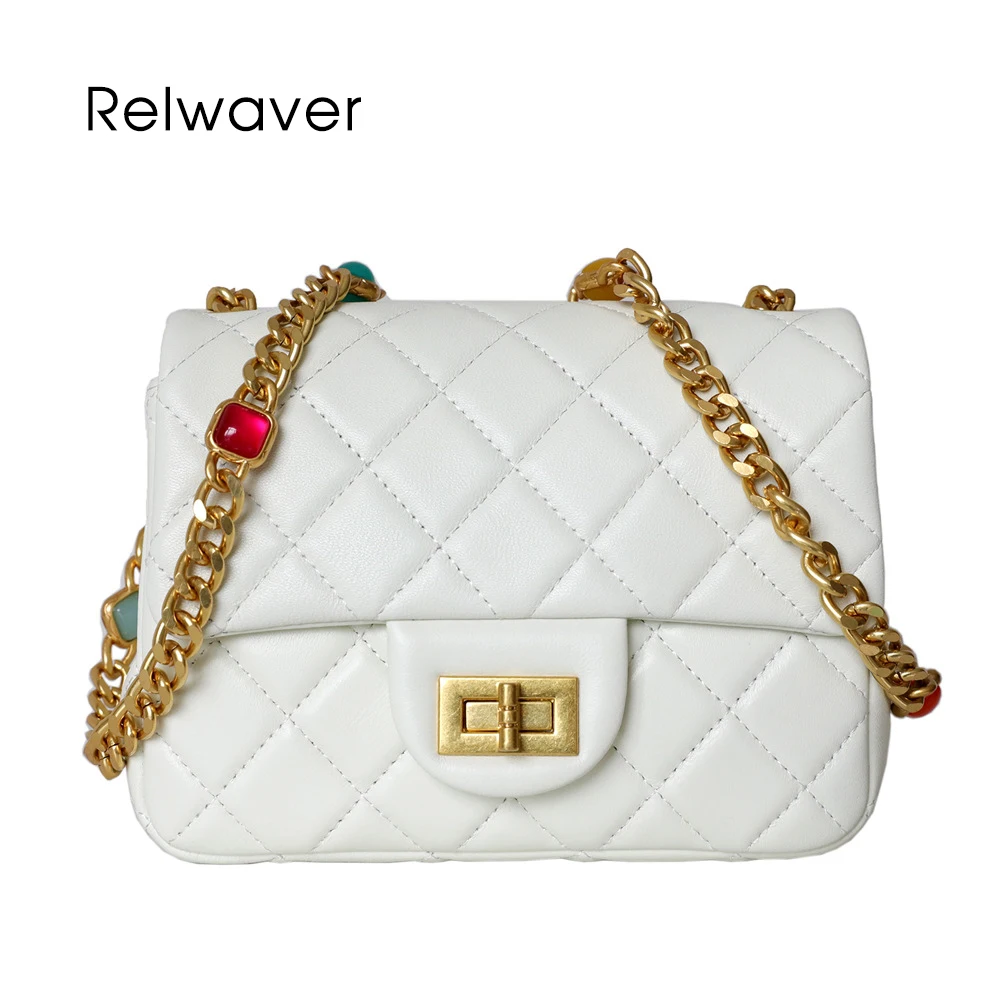 

Genuine Leather chain bag mini fashion diamond messenger bag chic flap spring cowhide shoulder crossbody bags for women