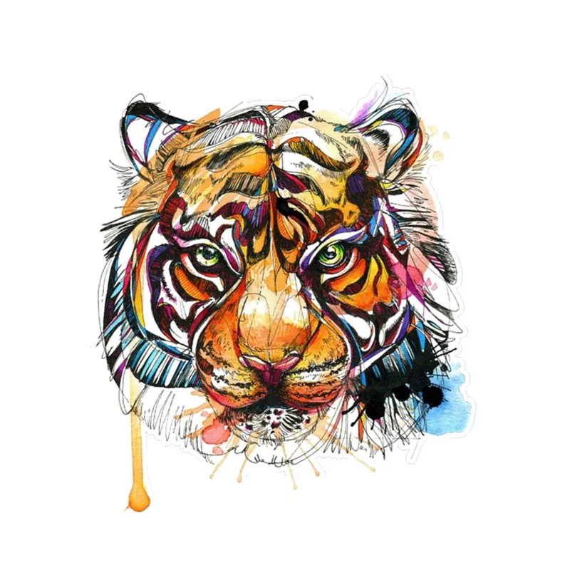 

KCS052 13x15 см красочные в виде головы тигра, автомобильная наклейка из ПВХ цветные наклейки Аксессуары для мотоциклов стикер