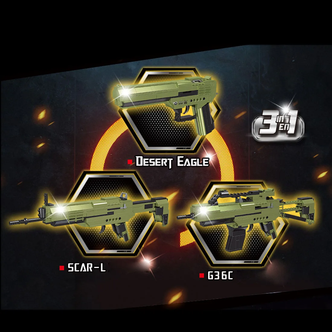 

226Pcs 3-in-1 Simulation Weapon Building Blocks Blaster Bricks Toy Educational Shooting Toy Block assembly Educational toy