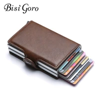 bisi goro business credit card holder wallet unisex metal blocking rfid wallet id card case aluminium travel purse
