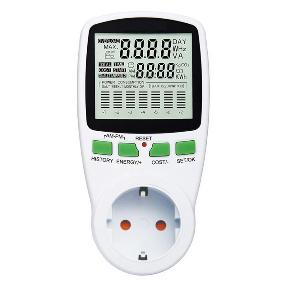 

2Pin Digital Smart Power Meter Analyzer With Socket Kwh Measurement EU US Plug Wattage Monitor Multifunction 230V Watt Electric