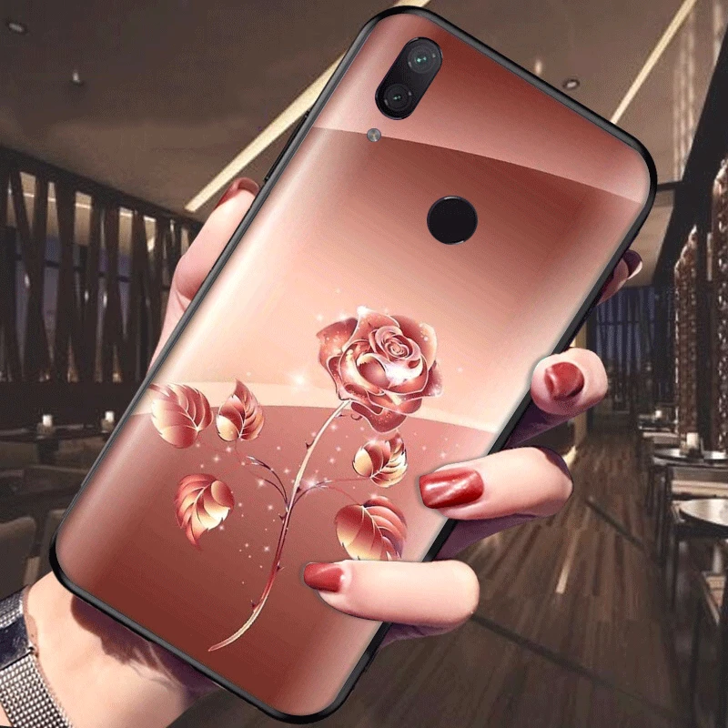 Розовый Золотой красивый цветочный Новый чехол силиконовый для телефона Xiaomi Redmi 9