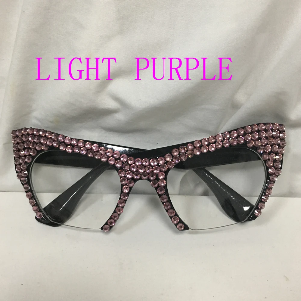 LIGHT PURPLE Новинка, роскошные женские солнцезащитные очки с кристаллами, стразы, кошачьи глаза, солнцезащитные очки для женщин, украшения, женские дизайнерские очки - Цвет линз: LIGHT PURPLE