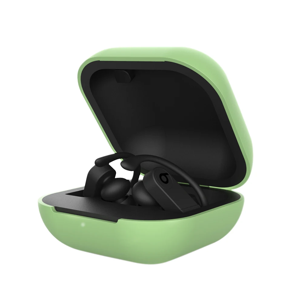 Tea green Силиконовый чехол для наушников для Beats Powerbeats Pro, беспроводные Bluetooth спортивные наушники, чехол, чехлы из ТПУ, мягкая зарядная коробка, оболочка - Цвет: Tea green