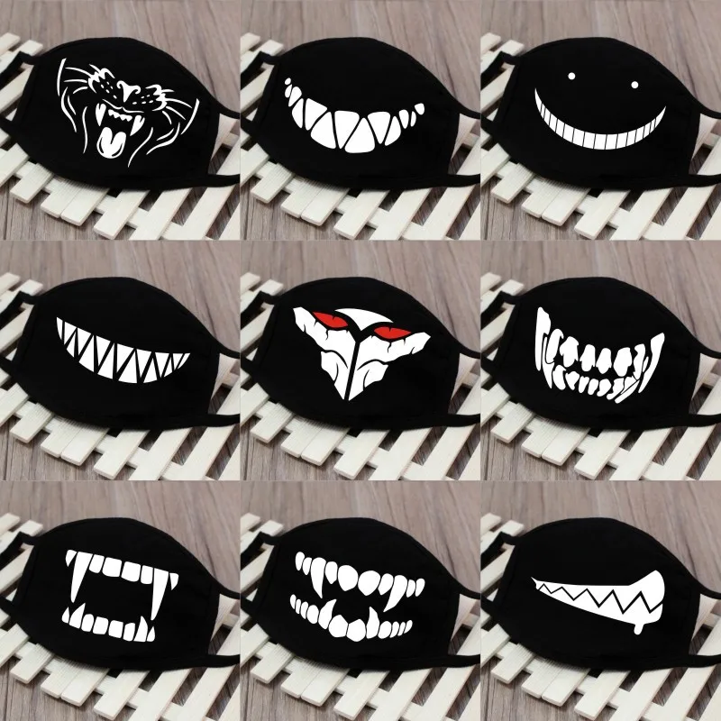 

Funny Teeth Cotton Dust Washable Masks Warm Cartoon Anime Expression Face Mouth Mask Adult/Child Banquet Cosplay Mouth Dustproof