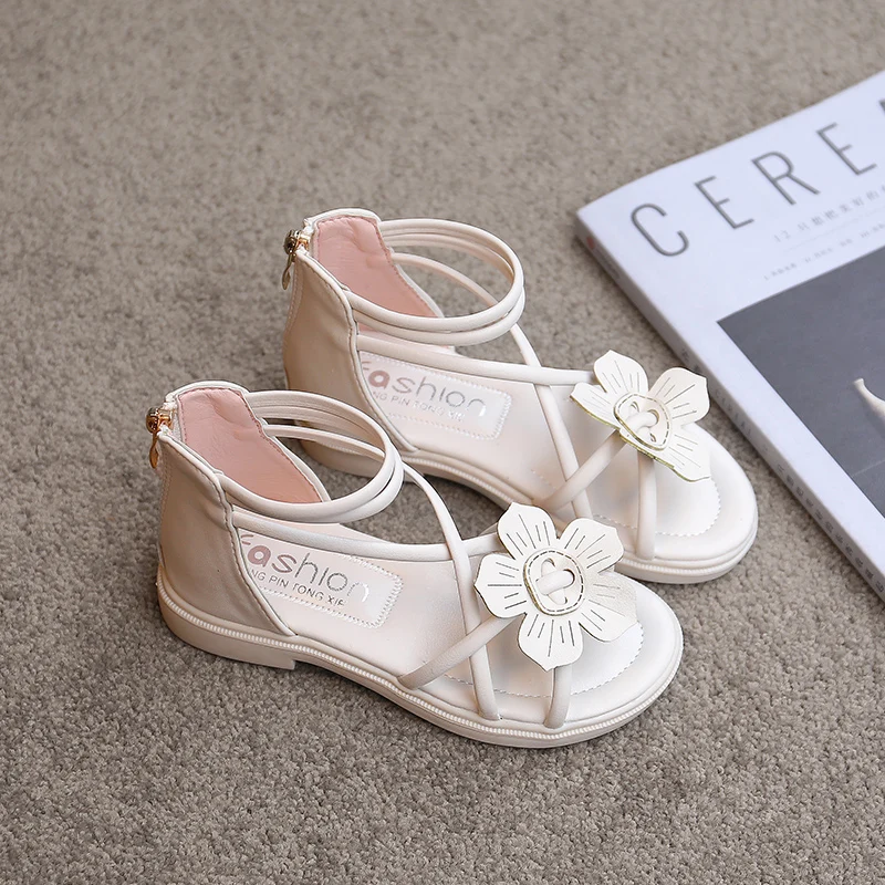 

Girls' sandals 2021 new middle school children's Princess Soft soled Roman children's children's baby girl's popular summer net