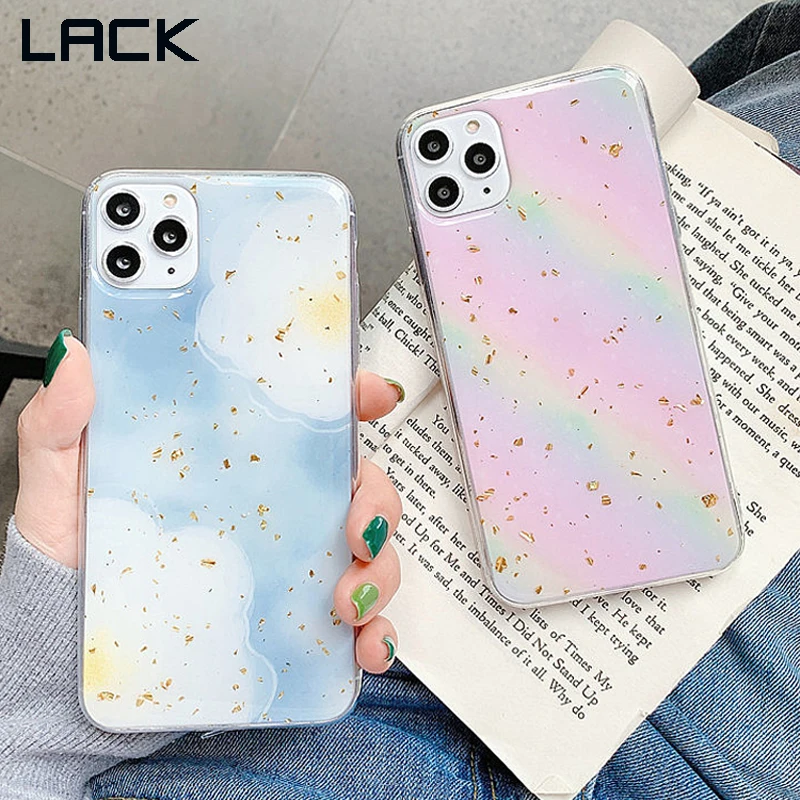 Чехол LACK с изображением радуги из золотой фольги для iphone 11 11pro Max милый чехол
