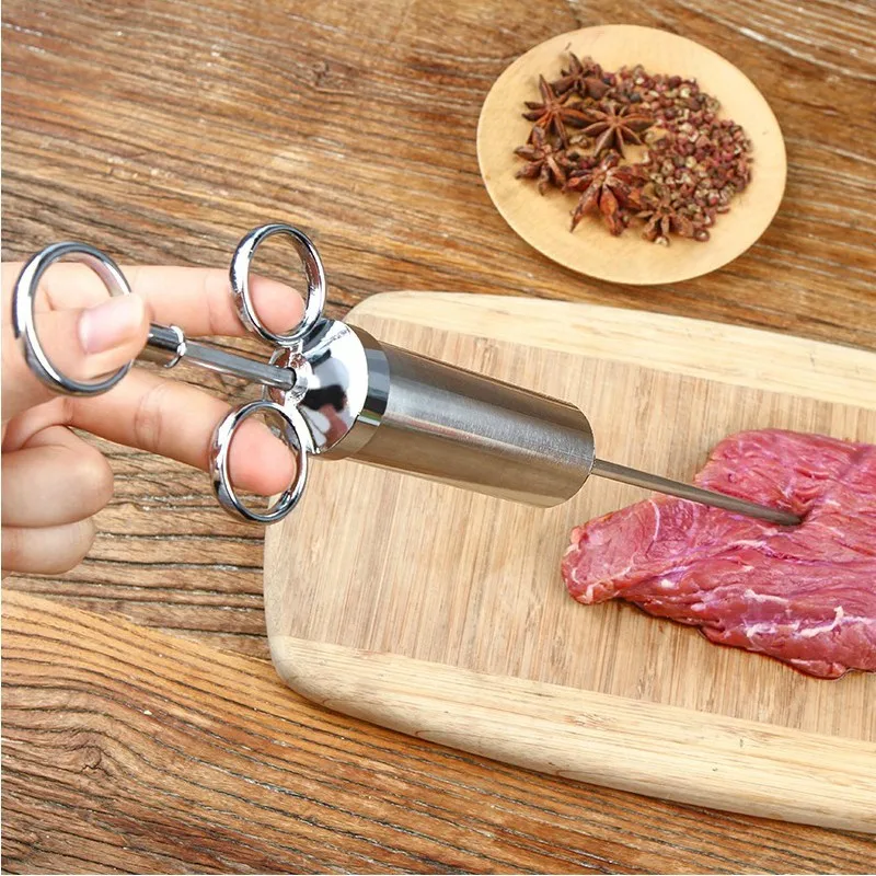 

Turkey Chicken Meat Flavor Injector Marinade Seasoning Injector Stainless Steel Cooking Syringe Injection BBQ Kit Kitchen Tools