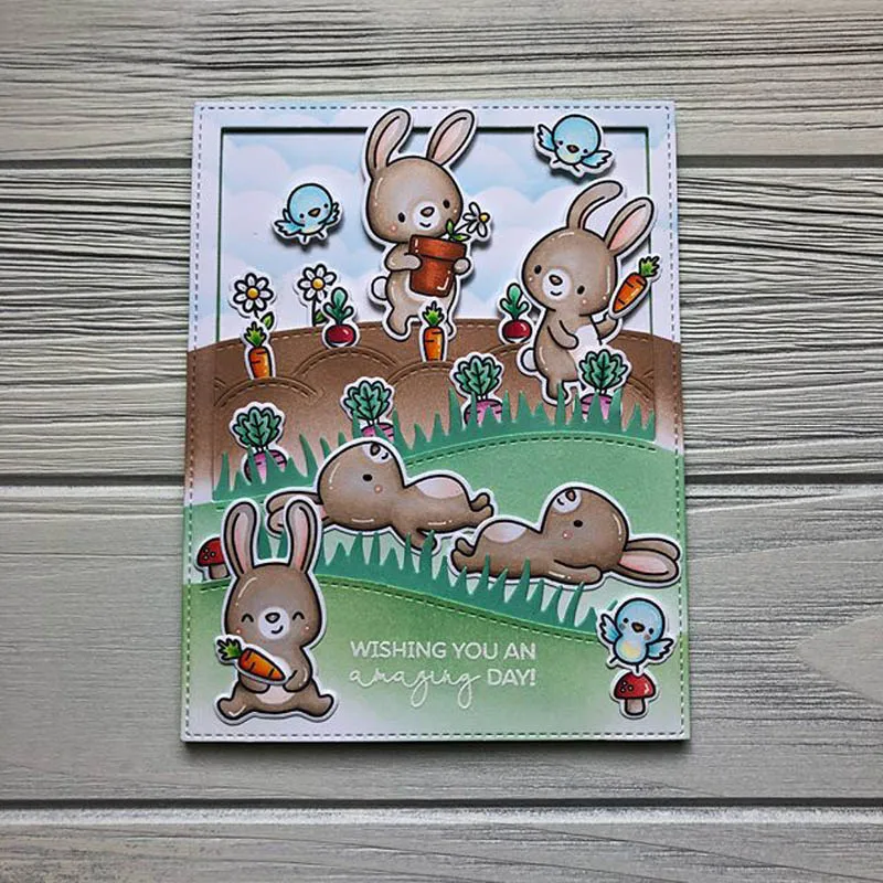 Кролик и птица садовая прозрачная печать штампов для DIY скрапбукинга альбом