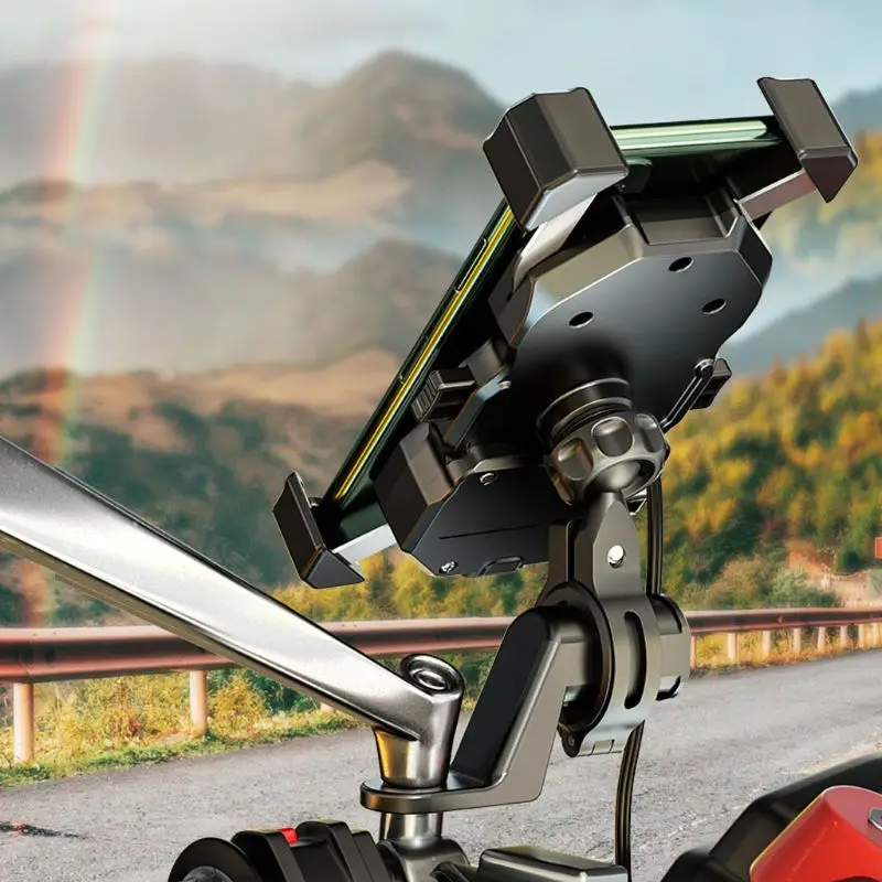 

12V Motorcycle QC3.0 USB Qi Wireless Charger Mount Holder Stand for Cellphone