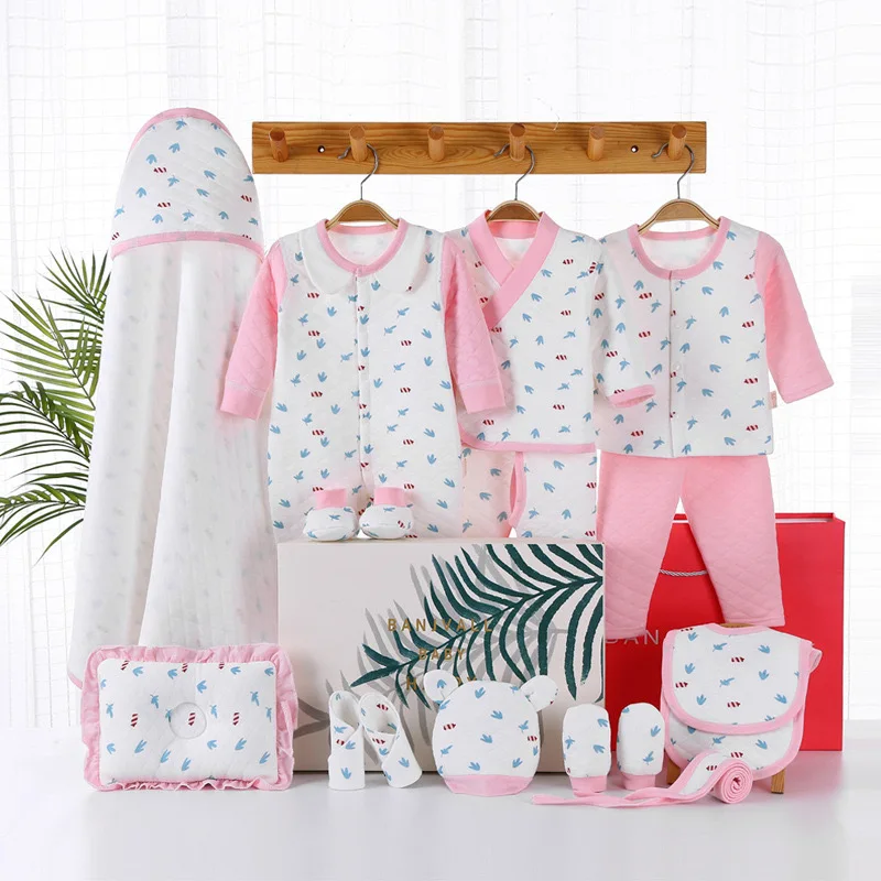

Newborn Keep warm Clothes Autumn/ Winter Cartoon Combed Cotton Soft Breathable Comfortable Kid Baby 15-piece Set Boxless XB172