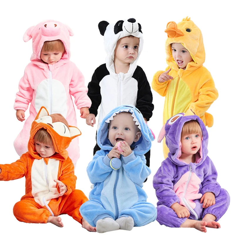 

Baby Boys Girls Flannel Rompers Toddler Bebe Overalls Hooded Newborn Jumpsuit Animal Christmas Halloween Costumes Baby Clothes