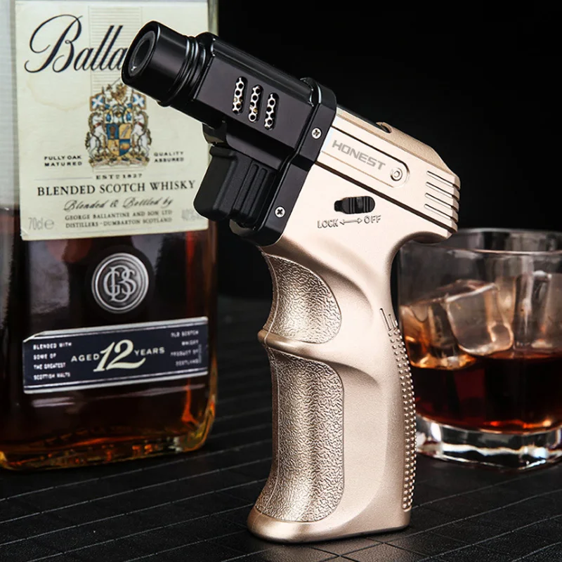 Газовый пистолет зажигалка высокого Ёмкость ветрозащитный фонарь бутан Jet турбо