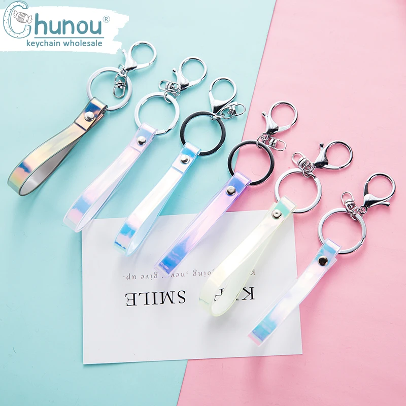 3PCSCreative ПВХ глянцевый яркий кожаный шнур брелок симфония вешалка лазерный мягкий