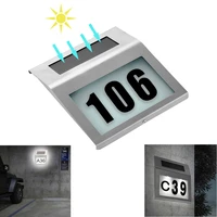 solar powered led light sign house hotel door address plaque waterproof number digits plate lamp for home lighting sign white