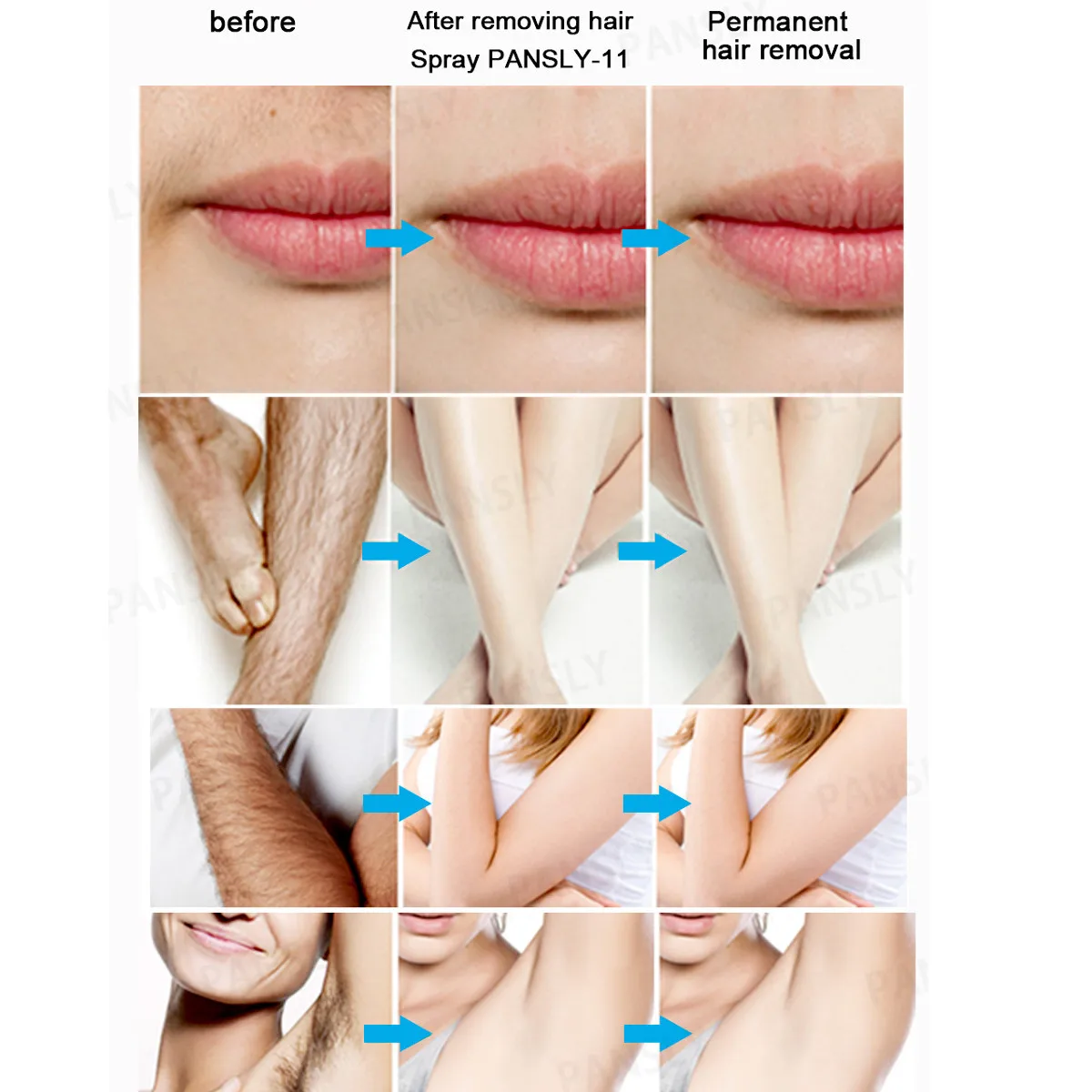 100% Pansly удаление ингибитора волос сыворотка масло спрей борода бикини интимный
