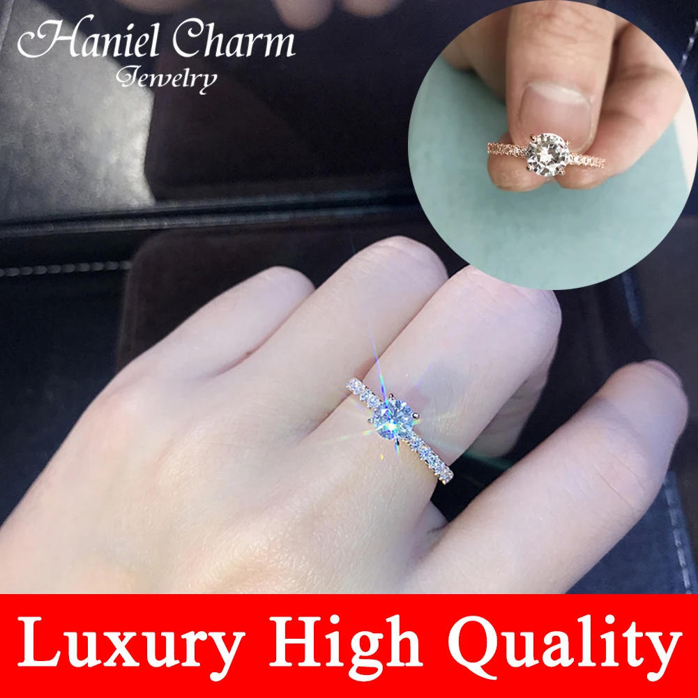 

Rose Gold Color Lab Diamond Ring for Women Luxury Anillos Wedding Bizuteria Fashion Jewelry Gemstone White Topaz 925 Silver Ring