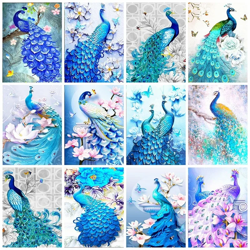

5D Diamond Painting Kits Full Round With AB Drill Peacock Animal Diamond Embroidery Mosaic Rhinestone Pictures Home Decor Art