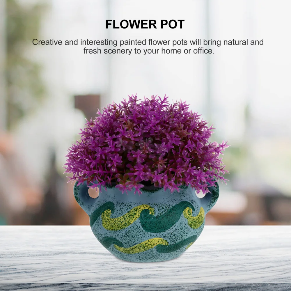 

5pcs Succulent Plant Container Ceramic Painted Flowerpot Funny Home Decoration