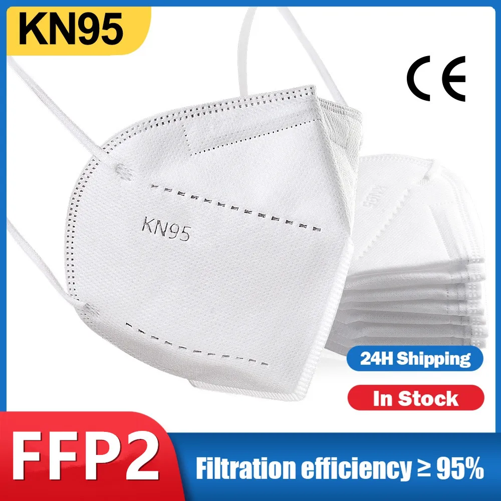 FFPP2 маска белые Kn95 маски 10-200 шт. FPP2 5 слоев для лица FP2 одобренная Mascherine FFP2 Masken ffp2mask