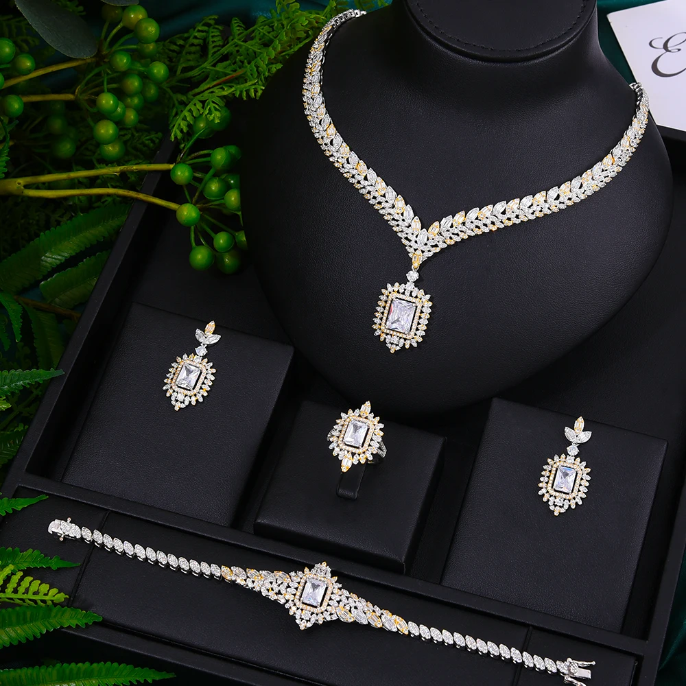 

missvikki Luxury Nigerian Dubai Tassel Necklace Earring Bangle Ring Set Jewelry Sets For Women Wedding Bridal Jewelry Sets 2020