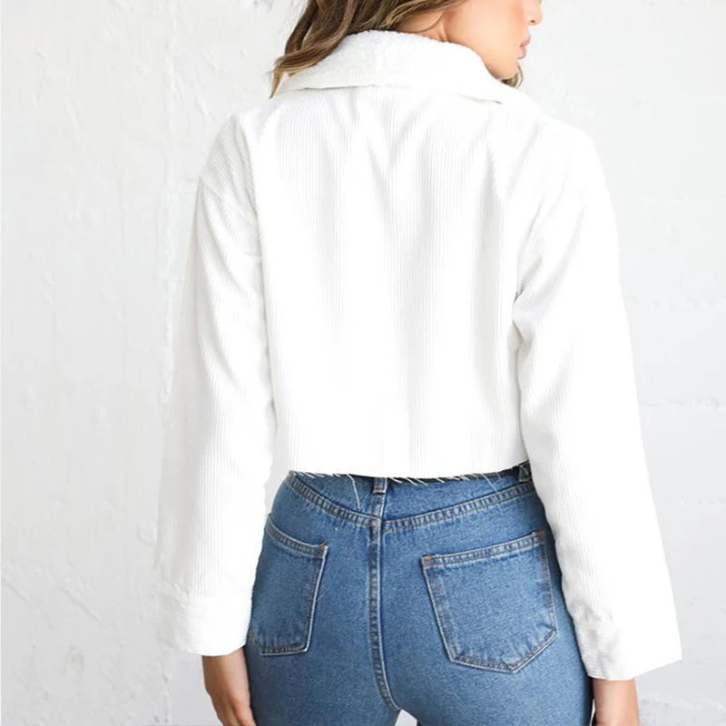 Vangull Вельветовая флисовая повседневная короткая куртка женская плотная мягкая