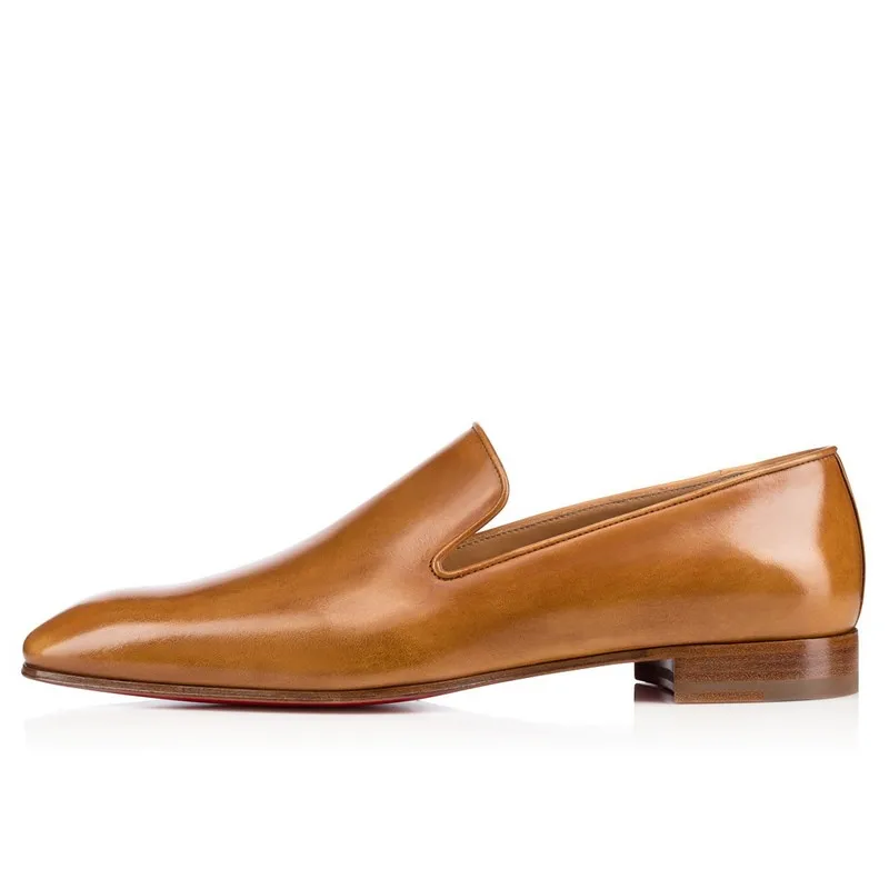 

Designer Business Casual Mens Black Luxury Patent Genuine Leather Flat Dress Loafers Wedding Red Bottom Formal Shoes 38-49